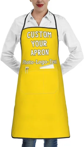 Miniatura 12 de Delantales personalizados para adultos, delantal personalizado con logotipo de foto, delantal impermeable con 2 bolsillos
