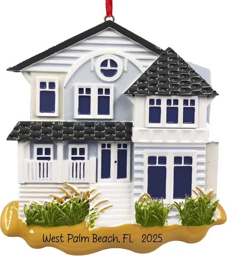 Adorno de Navidad personalizado para casa de playa 2026 | Casa de vacaciones de verano con arena para árbol de Navidad | Nueva casa de playa con