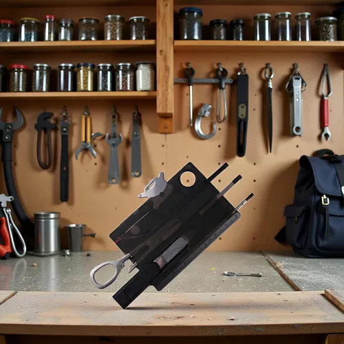 Miniatura 3 de Multiherramienta negra de bolsillo 12 en 1, equipo de supervivencia de tamaño de tarjeta de crédito para EDC Kit multiherramienta compacto