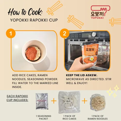 Miniatura 3 de Yopokki Taza Rabokki instantánea – Tortas de arroz coreanas Tteokbokki con fideos ramen, comida callejera coreana rápida y fácil, aperitivos