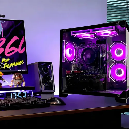 Miniatura 2 de SKYESEV Computadora de escritorio para juegos, AMD Ryzen 5 5600, RTX3050 6GB, 32GB DDR4 RAM y 1TB M.2 NVMe PCle, ventilador ARGB, WiFi, consola
