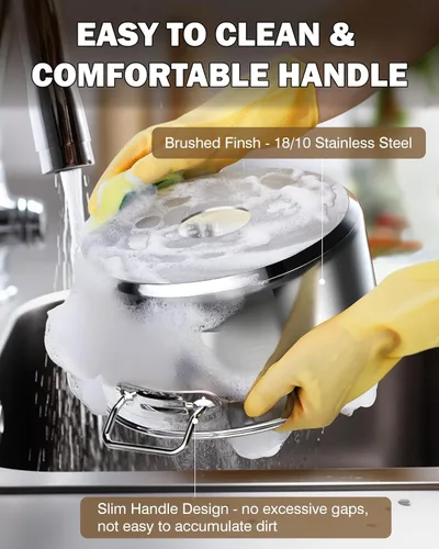 Miniatura 5 de Cooks Standard Juego de utensilios de cocina de acero inoxidable, ollas y sartenes profesionales incluyen cacerola, sartén para saltear, olla