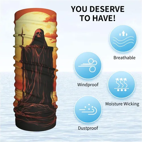 Miniatura 6 de grim reaper skull angel sun Death red Neck Gaiter Face Cover Balaclava Gaiter Mask for Men Women Bandana for Motorcycle Cycling Riding Skiing Party