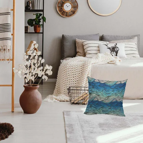 Miniatura 3 de TKS MITLAN Fundas de almohada abstractas con ondas 18 x 18 pulgadas, fundas de almohada decorativas con gradiente azul de agua de mar, ondas