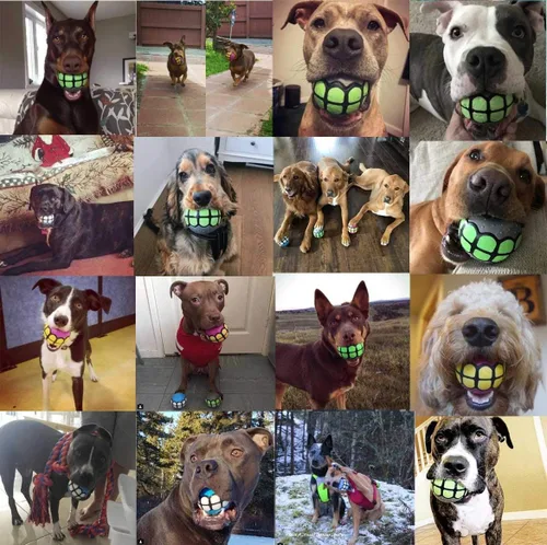 Miniatura 6 de Pelotas para perros, juguetes Squeaky Fetch, regalos divertidos de goma para perros grandes y medianos (paquete variado)