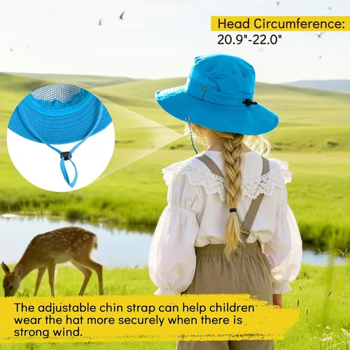 Miniatura 5 de Zando Sombrero de sol para niños al aire libre, UPF 50+, impermeable, sombrero de pescador para niños y niñas, ala ancha, resistente al viento