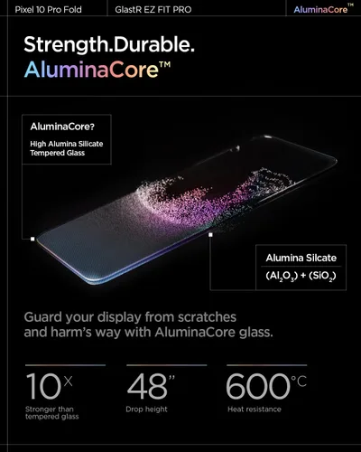 Miniatura 3 de Spigen AluminaCore - Protector de pantalla de vidrio templado [Glas.tR EZ Fit Pro] diseñado para Pixel 10 Pro Fold [2 Pack] Dureza 9H+, durabilidad