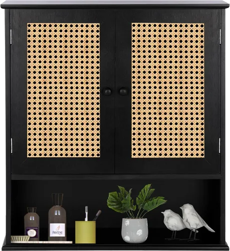 Miniatura 8 de ZYBT Gabinete de Baño de Bambú, Gabinetes de Medicina con Espejo, Gabinete de Baño Montado en la Pared con Almacenamiento, Gabinetes de Medicina