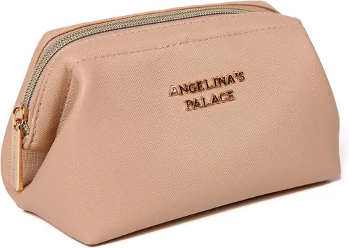 Miniatura 14 de Angelina's Palace Bolsa de maquillaje de viaje impermeable de cuero vegano, organizador de artículos de tocador oriental estilo retro, bolsa de Negro