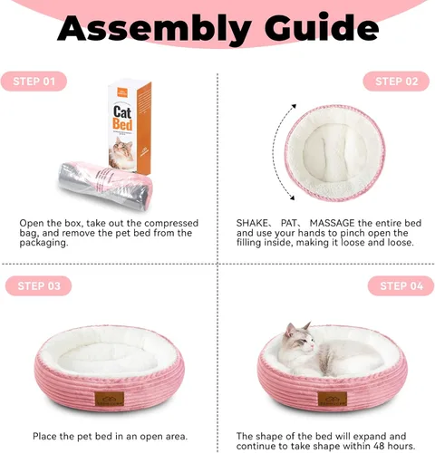 Miniatura 6 de Zerbuger Camas lavables de 20 pulgadas para gatos de interior, cama redonda en forma de dona para mascotas, para gatos, perros pequeños, cachorros