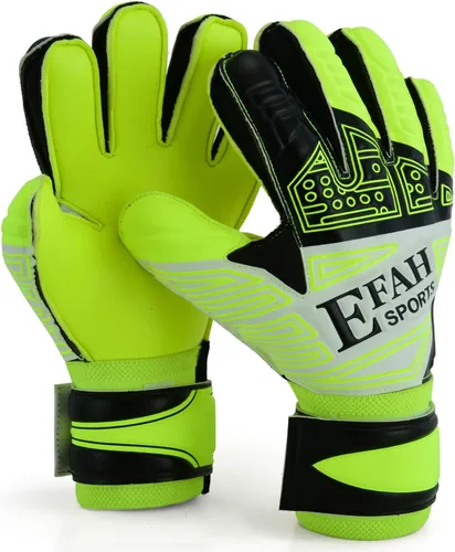 Miniatura 9 de Guantes de portero de fútbol para niños, jóvenes, guantes de portero de fútbol con protección para dedos y agarres dobles en la muñeca Verde