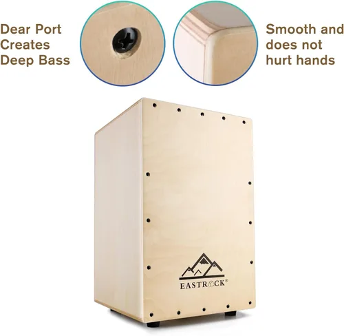 Miniatura 6 de EASTROCK Caja de tambor de madera de abedul de tamaño completo (12 x 11.7 x 18.7 pulgadas) con cuerdas internas de guitarra, percusión de madera