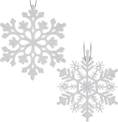 Miniatura 11 de 30 adornos de copos de nieve con purpurina de Navidad, adornos de copos de nieve de plástico - decoraciones para árbol de Navidad, 4.7 pulgadas Negro
