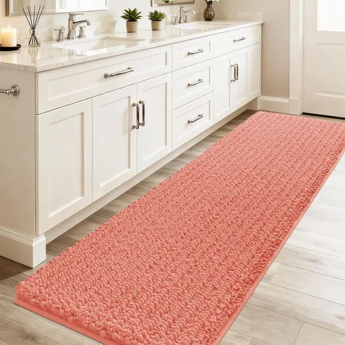 Miniatura 16 de ACCUMTEK - Juego de 2 alfombras de baño de lujo en color beige de 32"x20"+24"x17", alfombras de baño ultra suaves y gruesas absorbentes, alfombra