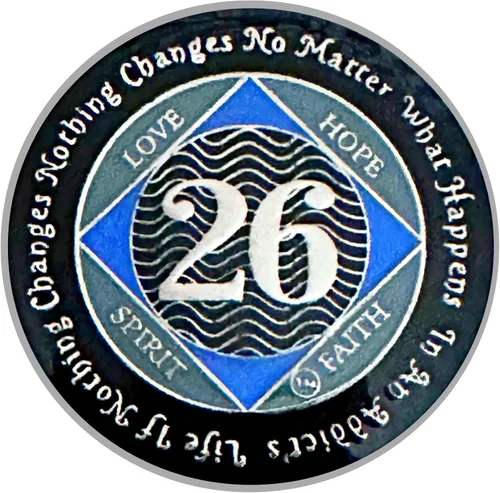 Miniatura 53 de (Años 1-55) NA Medallón de 7 años, plata, chapado en color azul, narcóticos cubiertos de epoxi Moneda anónima (NA 7 años medallón)