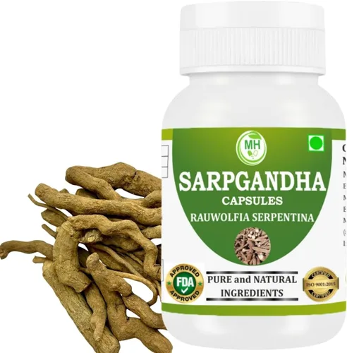 Morsan Healthcare Rauwolfia Serpentina (Sarpgandha) Cápsulas – 60 cápsulas vegetales | 500 mg de extracto de hierbas | Suplemento ayurvédico natural