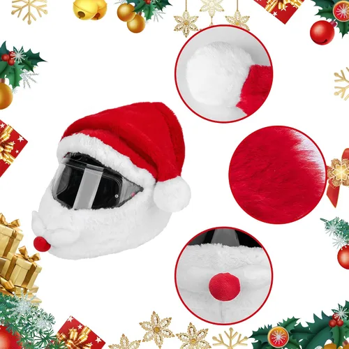 Miniatura 3 de Cubierta de casco de motocicleta de Papá Noel de Navidad, cubierta de casco de Natividad, accesorio de sombrero de Papá Noel de Navidad para hombres