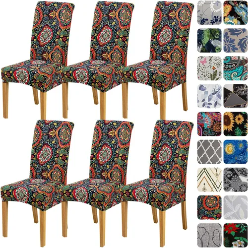 Miniatura 19 de HZDHCLH Juego de 6 fundas grises para sillas Parsons de elastano para comedor, fundas elásticas de elastano para sillas Parsons, fundas de asiento