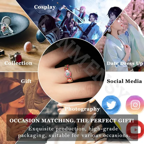 Miniatura 5 de LANMENSY Demon Slayer Anillos de anime Joyería original de plata de ley 925 "All24 estilos" nuevo Tamaño ajustable Kimetsu No Yaiba Cosplay Moda