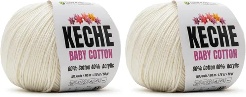Miniatura 48 de Keche Hilo de algodón, 60% algodón, 40% hilo acrílico, hilo de algodón suave para crochet y tejer, hilo amigurumi, 1 madeja/bola, 1.76 onzas (50g)