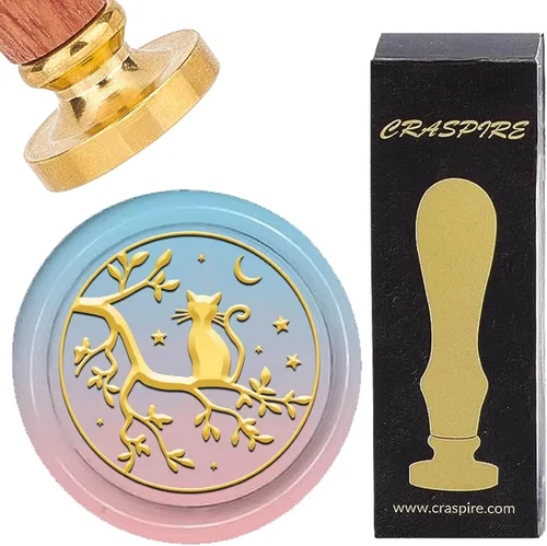 Miniatura 13 de CRASPIRE Sello de cera con diseño de amapola de 0.98 pulgadas (0.984 in), diseño de flores extraíbles de latón con mango de madera para Halloween