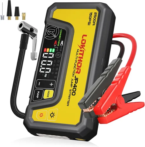 Miniatura 10 de LOKITHOR Arrancador JP400 con compresor de aire, 2500 A 12 V batería de coche arrancador portátil (8.5 L de gas/6.5L diésel) con tecnología