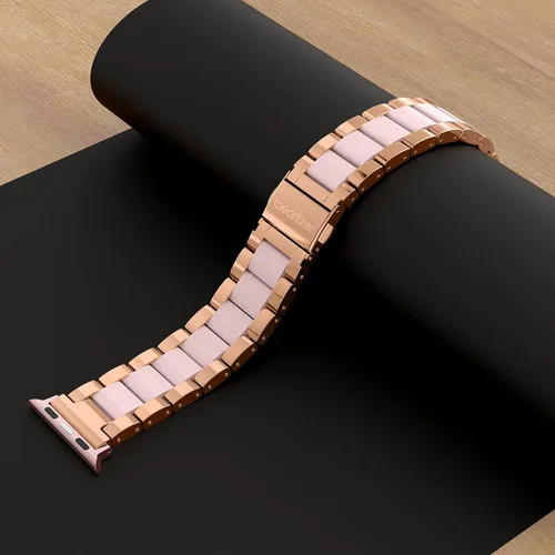 Miniatura 3 de Wearlizer - Correa compatible con Apple Watch de 38/40/41/42 mm; pulseras de moda para mujer, acero inoxidable + resina metálica de repuesto