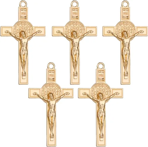 Miniatura 6 de Colgante de cruz de crucifijo de exorcismo de San Benito para bricolaje, rosario, collar, coronilla, pieza de joyería, accesorios para hacer dijes