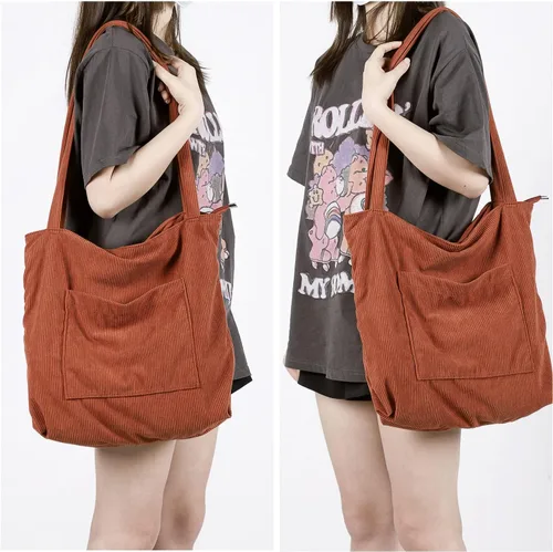 Miniatura 2 de WantGor Bolso de mano de pana para mujeres, bolsos de hombro estilo hobo grandes, bolsos casuales de gran capacidad para compras y trabajo