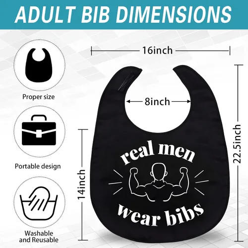 Miniatura 3 de Divertidos baberos para adultos para comer hombres, mujeres, ancianos, protectores de ropa, lavables, babero para adultos mayores