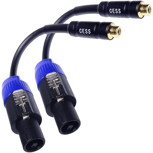 Miniatura 2 de CNCESS Cable adaptador RCA hembra a Speakon macho, 6 pulgadas, cable de nicho cruzado sub/amperio, paquete de 2