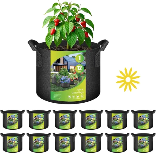 Miniatura 22 de HealSmart Paquete de 6 bolsas de cultivo no tejidas de 1 galón, macetas de tela de aireación con asas, adecuadas para frutas de jardín, verduras