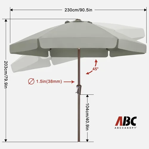 Miniatura 2 de ABCCANOPY - Sombrilla de patio de 7.5 pies con borde festoneado, sombrilla de mesa de exterior con inclinación y manivela, sombrilla de terraza