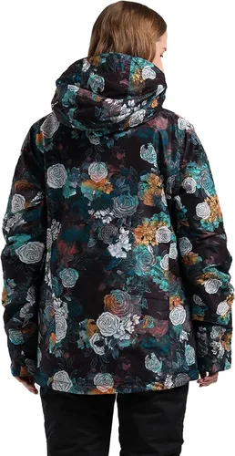 Miniatura 3 de Chaqueta de esquí para mujer, abrigo de nieve impermeable, resistente al viento, chaqueta de snowboard aislada, con capucha, invierno cálido