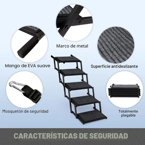 Miniatura 2 de Escaleras plegables para perros grandes, con superficie antideslizante, rampa ligera con capacidad para hasta 250 libras, 5 escalones