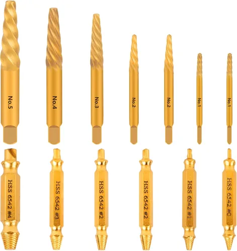 Miniatura 8 de Juego de 14 Piezas Extractor de Tornillos Easy Out y Juego de Brocas de Giro Izquierdo, Juego de Extractor de Tornillos Barridos para Quitar