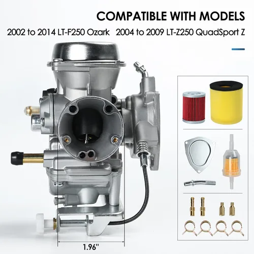 Miniatura 3 de Carburador compatible con Suzuki LT-F250 Ozark 250 2002-2009 2012-2014, LT-Z250 QuadSport Z 2004-2009, 13200-21G10 13200-05G22 Carb