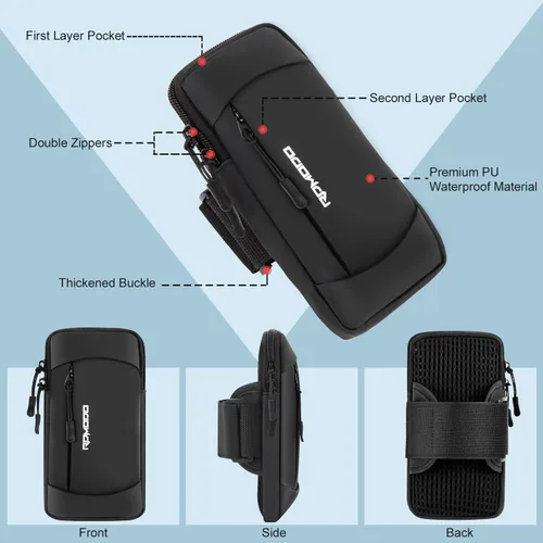 Miniatura 2 de Soporte de teléfono para correr, banda de brazo de gran capacidad para teléfono para correr y caminar, soporte ligero para teléfono celular