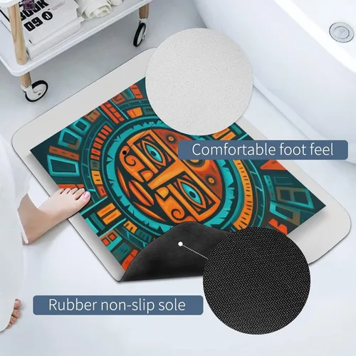 Miniatura 4 de Alfombra de baño de color naranja brillante, turquesa, verde azulado, azul, piel de napa, antideslizante, ultra suave y súper absorbente, alfombra