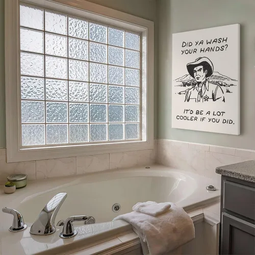 Miniatura 7 de Cuadros enmarcados de vaquero retro en blanco y negro para la pared de la cocina ¿Lavaste tus manos? Impresiones en lienzo, imágenes divertidas