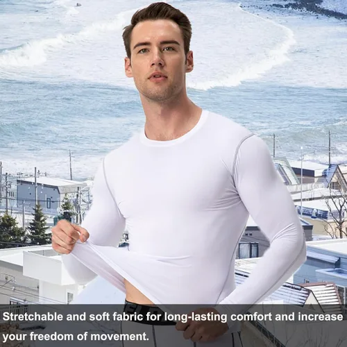 Miniatura 7 de Camisetas térmicas de compresión de manga larga para hombre, capa base atlética, para clima frío, correr, gimnasio, forro polar