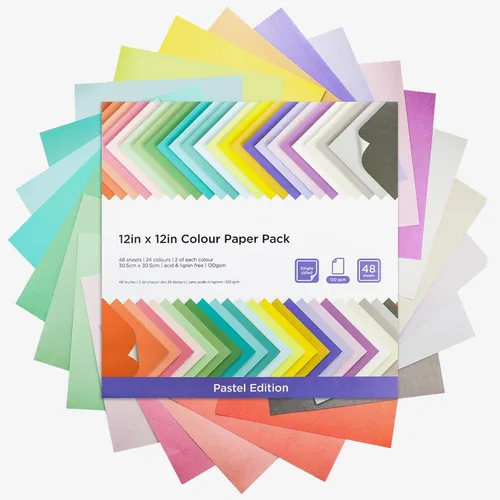 Livholic 48 hojas de papel para álbum de recortes de color pastel 12x12 pulgadas, 24 colores surtidos, papel de 120 g/m², 32 lb, papel arcoíris para