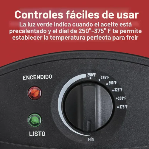 Miniatura 7 de Hamilton Beach 35032 Freidora eléctrica de estilo profesional, cesta de freír con ganchos, 1500 vatios, 3 litros, acero inoxidable