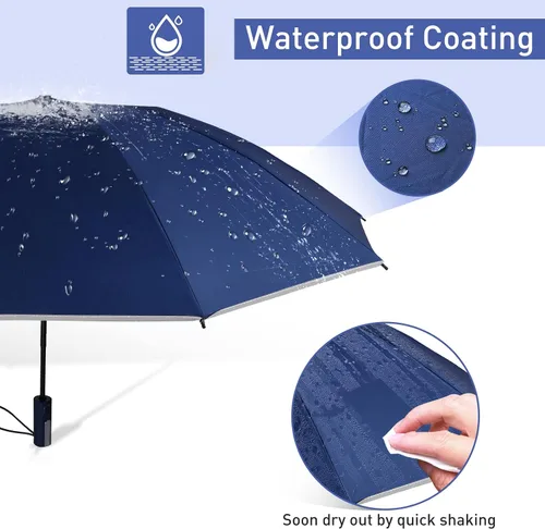 Miniatura 5 de Bodyguard Inverted Umbrella, Large Windproof Umbrellas for Rain & Sun, Compact Umbrella Reverse Umbrella with Reflective Stripe, Teflon Umbrella for