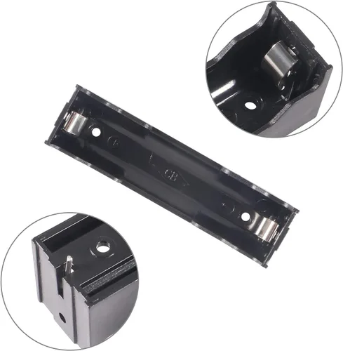 Miniatura 3 de DORHEA 18650 Soporte para batería con pasadores, 14 piezas, 1 ranura x 3.7 V, caja de almacenamiento de batería de plástico negro, caja de clip