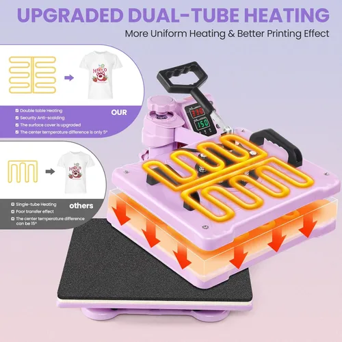 Miniatura 4 de AKEYDIY Prensa de calor, máquina de prensa de camisetas 5 en 1 de 15 x 12 pulgadas, máquina de transferencia de calor industrial digital de 360°