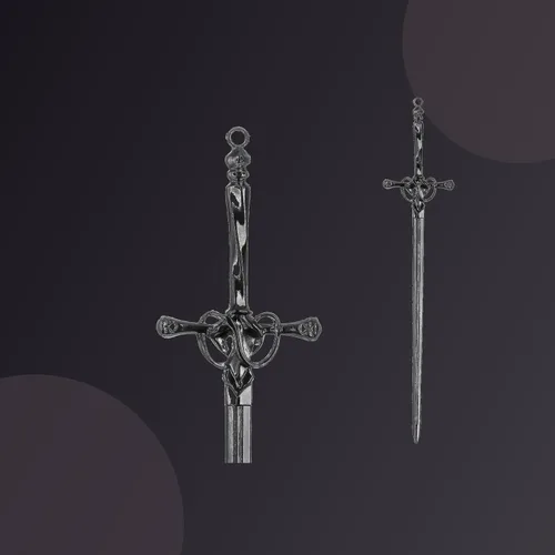 Miniatura 6 de Paquete de 2 pines de metal gris espada negra Wicca Witch Hair Stick Slide Renaissance Festival Hair Acceossories para mujeres 10