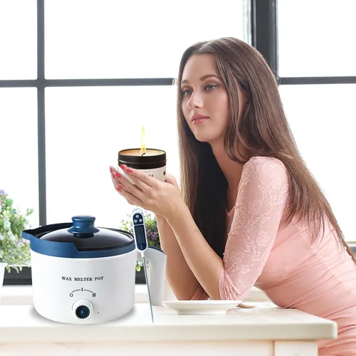 Miniatura 7 de Ksedcon Derretidor de cera para hacer velas con termómetro, kit de olla eléctrica para derretir cera con mechas, juego de ollas dobles para hacer