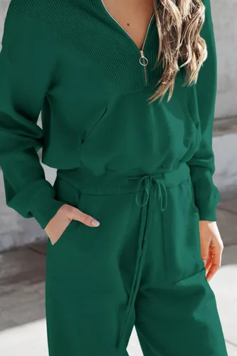 Miniatura 55 de PRETTYGARDEN Conjunto de suéter de 2 piezas para mujer, sudadera con cremallera, pantalones deportivos, ropa casual