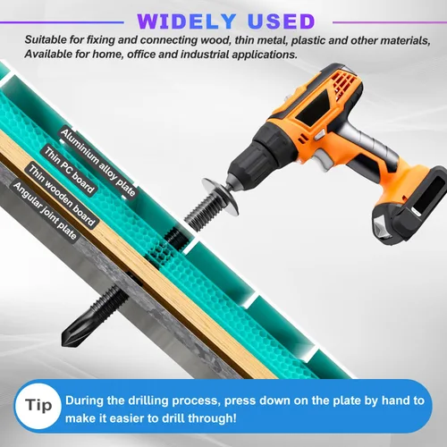 Miniatura 5 de mxuteuk Tornillos autorroscantes con cabeza de truss #8 × 1/2 y 5/8 pulgadas, tornillos autorroscantes de acero inoxidable 410 para metal